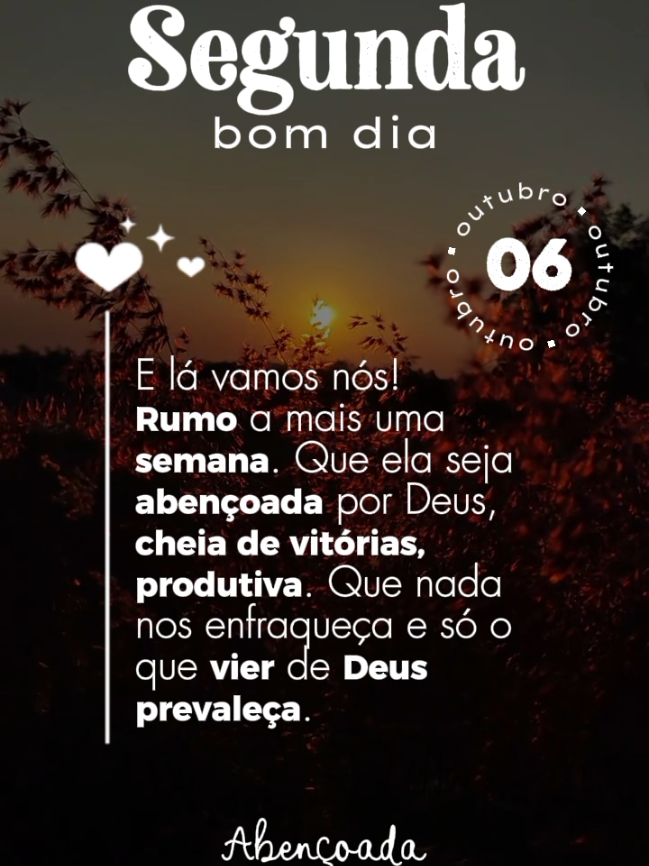 Segunda feira abençoada 🙏🏻  E lá vamos nós! Rumo a mais uma semana. Que ela seja abençoada por Deus, cheia de vitórias, produtiva. Que nada nos enfraqueça e só o que vier de Deus prevaleça. ✨🙌🏻 #bomdiaaa #statusdodia #reflexaododia #segundou #semanaabençoada 