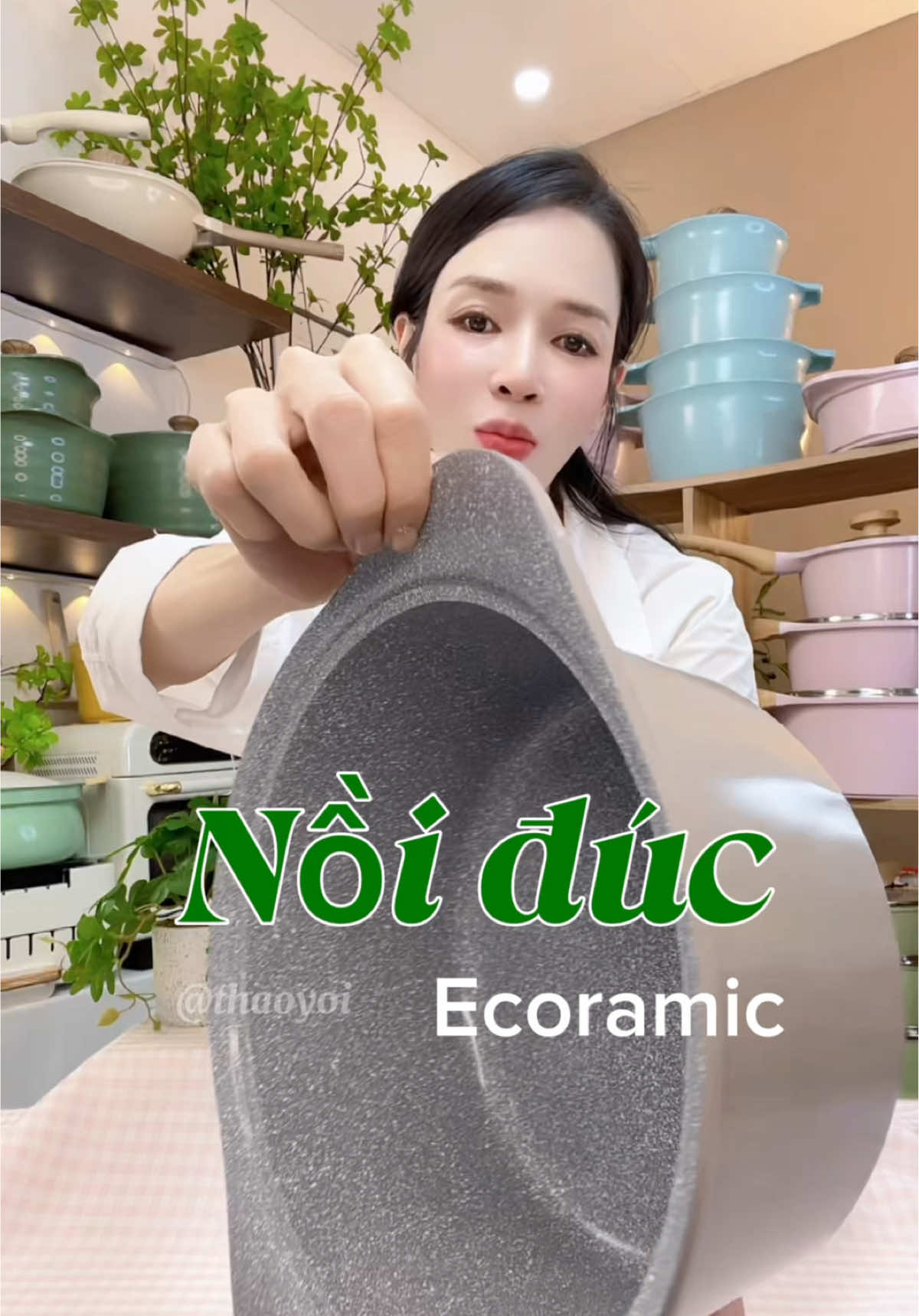Nồi đúc phủ cân đá Ecoramic ! Nấu được bếp từ, bếp ga, bếp hồng ngoại. #ecoramic #noiduc #noibeptu #noivanda #thaoyoi 