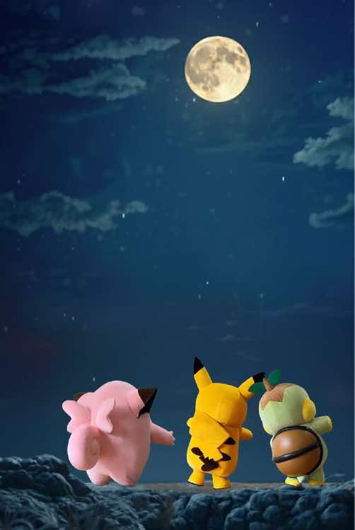 みんなで #お月見 🌕🎑✨ One peaceful night 🌕🎑✨ #ピッピ #ピカチュウ #ナエトル #Pokémon
