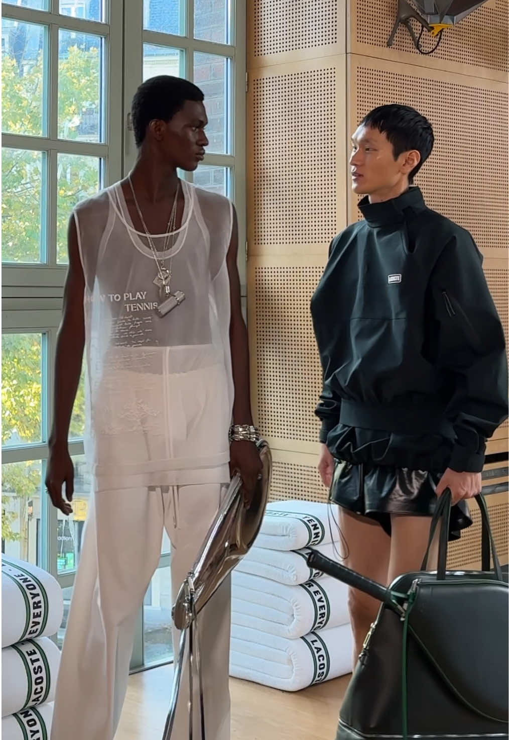 Pre-show compliments hit different. #LacosteSS26 #TikTokFashion #FashionWeek 