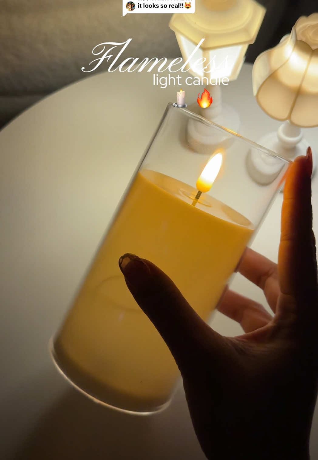 Replying to @kaezuri Real candle feels but zero worries and no matches needed. #candles #flamelesscandle #lightcandle #minimalist #aesthetic 