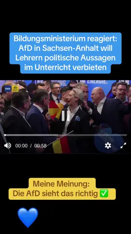 Bildungsministerium reagiert AfD in Sachsen-Anhalt will Lehrern politische Aussagen im Unterricht verbieten Aktualisiert am 06.10.2025, 06:59 Uhr Die AfD will Schulnamen mit politischem Bezug auf den Prüfstand stellen und Lehrern in Sachsen-Anhalt politische Äußerungen im Unterricht untersagen. Wie reagiert das Bildungsministerium? Die AfD-Landtagsfraktion polarisiert in Sachsen-Anhalt erneut mit einem bildungspolitischen Antrag. Sie will Lehrern das Äußern von politischen Meinungen im Unterricht untersagen. 