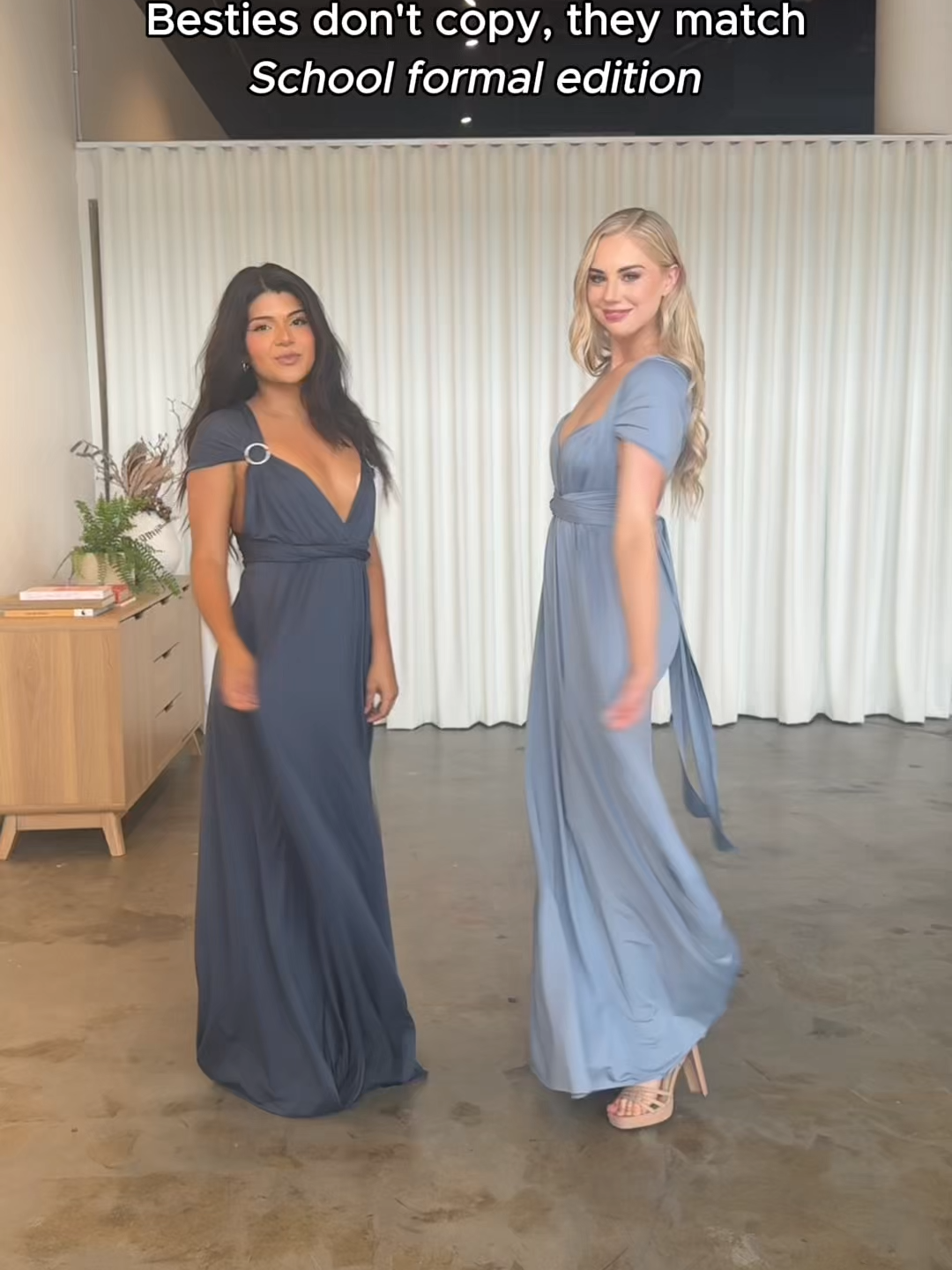 When the group chat decides on a vibe instead of a twin moment 🌸 #InfinityDress #FormalStyle #OOTD