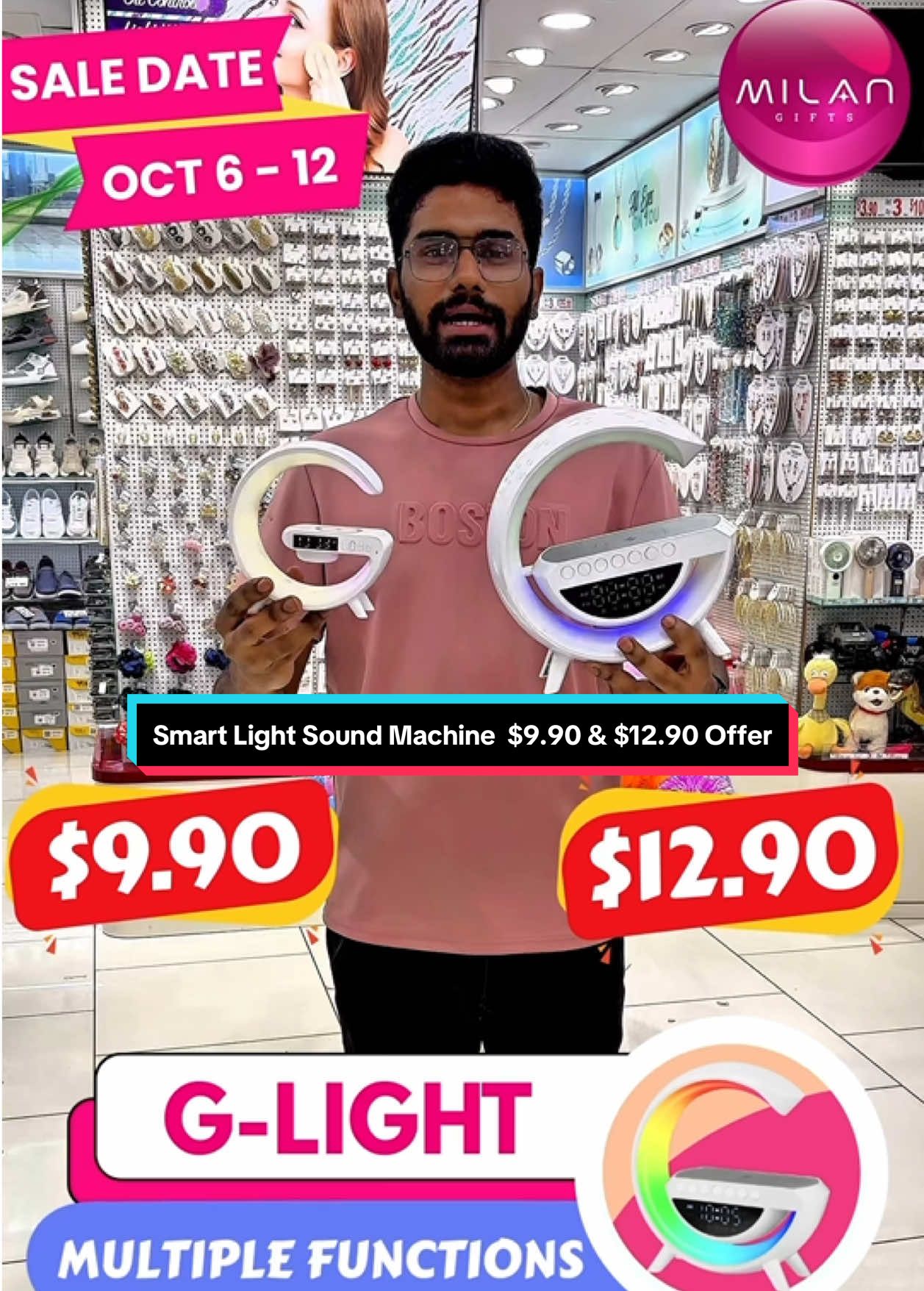 Smart Light Sound Machine  $9.90 & $12.90 Offer Brighten your space with the G Shape Smart Light — multi-color, dimmable, Bluetooth-connected, and perfect for relaxing nights or focused mornings. 📍 Milan Gifts, 96 & 244 Serangoon Road #MilanGiftsSG #SmartLightSG #HomeDecorSG #LightingDealsSG #BudgetShoppingSG