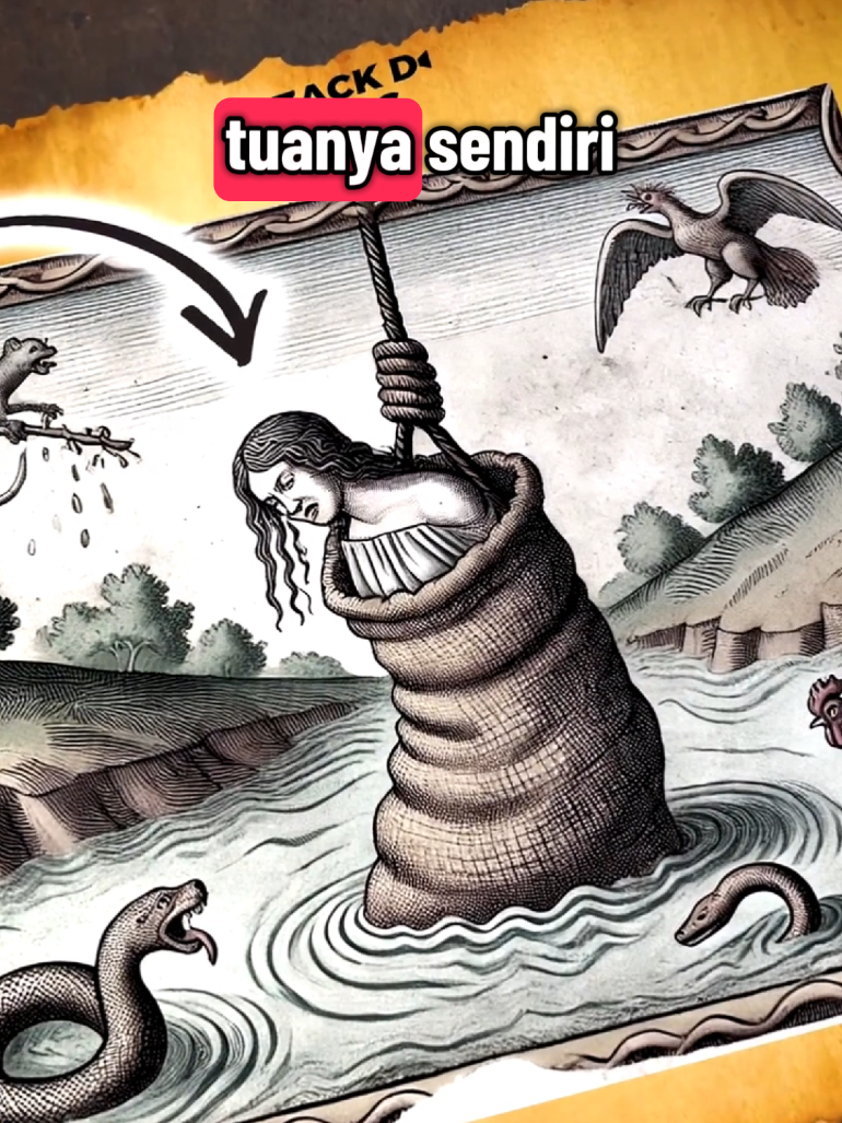 Hukuman ini nyata, disebut poena cullei dari Romawi Kuno. Diperuntukkan bagi pembunuh orang tua, pelaku dimasukkan ke karung berisi hewan lalu dilempar ke sungai sebagai balasan paling kejam ⚖️ #SejarahKelam #HukumanRomawiKuno #PoenaCullei #FaktaSejarahMengerikan #KisahNyataDuniaKuno 