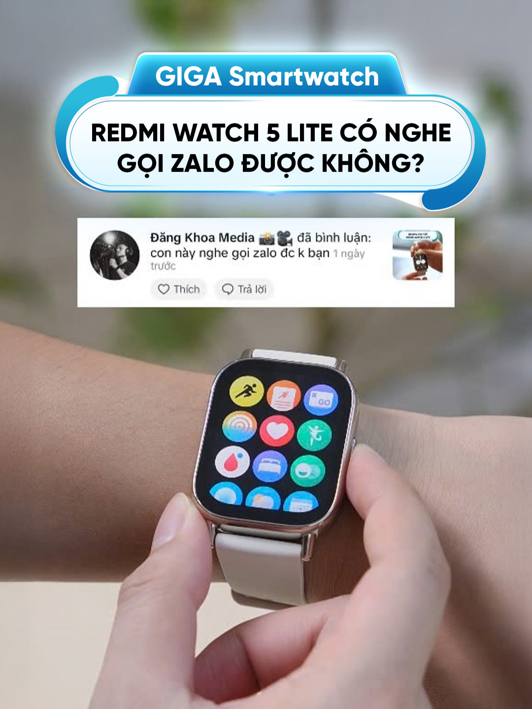Redmi Watch 5 Lite có nghe gọi zalo được không? Cùng tìm hiểu trong video này nhé! #gigasmartwatch #hoplongecommerce #giga #donghothongminh #redmiwatch5lite