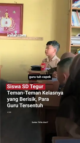 Media sosial menuai perhatian usai seorang guru sekolah dasar membagikan momen ketika dirinya “dibela” oleh sang murid.  Dalam video singkat tersebut, murid laki-laki tersebut menegur teman-teman sekelasnya agar tidak berisik. “Kalian jangan berisik, Bu Guru tuh capek, sama aku juga,” ujarnya. Tak hanya itu, anak laki-laki tersebut juga mengimbau teman-temannya agar minta maaf pada ibu guru karena sudah membuat kepusingan di kelas. Sikap anak tersebut menuai reaksi hangat dari netizen. Banyak pengguna media sosial berprofesi guru mengapresiasi sikap tersebut. “dek kamu ngerti bgt sih sama perasaan bu guru😭😭” tulis netizen. “😭😭 makasih adik udah perhatian sama bu guru.. 👍👍” timpal lainnya. “adek makasih sudah mewakali ibu guru🥺🤏🏻” ungkap netizen. “Yang dibela 1 guru, yang ngerasain dibela semua guru😂🥹” tambah yang lainnya. - Selengkapnya kunjungi website dengan klik link di bio atau download aplikasi di AppStore dan Google Play Store. #InilahNews #Guru #PahlawanTanpaTandaJasa #Pendidikan #TenagaPendidik     