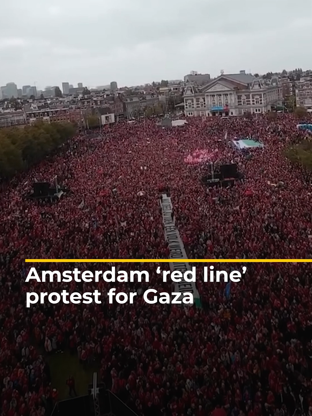 Protest organisers say around 250,000 people marched in Amsterdam’s ‘red line’ demonstration against Israel’s genocide in Gaza, urging Dutch government sanctions and a ceasefire. Al Jazeera’s Step Vaessen was there. #news #Amsterdam