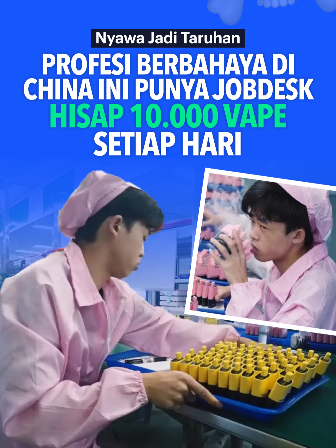 Industri vape global yang nilainya miliaran dolar ternyata menyimpan profesi unik, yakni tester vape. Di Shenzhen, China, pusat produksi 80% pasokan vape dunia, pekerja khusus ditugaskan menguji ribuan unit dengan mulut setiap hari. Mesin memang dipakai untuk cek teknis seperti tekanan sensor dan jumlah uap, tapi soal rasa dan konsistensi pengalaman pengguna, manusia masih jadi penentu akhir. Praktik ini memicu kontroversi, karena selain berisiko bagi kesehatan pekerja, publik juga menilai metode ini kurang higienis. Pabrikan menyebut ada tahap sterilisasi sebelum produk dikemas, meski detail prosesnya tidak diperlihatkan.