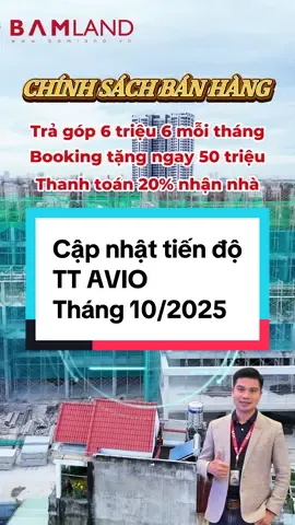 Tiến độ mới nhất TT AVIO - ngày 05/10/2025 Đến hẹn lại lên, hôm nay ngày 05/10/2025, Hòa Phát lại tiếp tục có mặt để cập nhật những hình ảnh mới nhất tại công trường dự án căn hộ Nhật Bản TT AVIO đến cho quý khách hàng. Cùng thời điểm này tháng trước, TT AVIO đã hoàn thành tầng 4, chuẩn bị đổ sàn tầng 5. Thì đúng theo tiến độ dự kiến mỗi tháng lên 2 tầng, hôm nay tháp AVIS cũng đã hoàn thành tầng 6 và đang chuẩn bị đổ sàn tầng 7. Tổng thầu #RICONS vẫn luôn triển khai ngày 3 ca và bám sát tiến độ dự kiến theo lộ trình đã có. Bên cạnh tháp AVIS, tháp ORION cũng dự kiến được khởi công vào khoảng cuối 2025, đầu 2026 sắp tới đây. Song song với tiến độ thi công, tiến độ bán hàng cũng vào giai đoạn cuối trong tháng 10 này với giỏ hàng hơn 200 căn tại những tầng đẹp nhất tháp ORION như tầng 8 - 16 - 18 - 26 - 36 Hiện tại đang mở sẵn giỏ hàng cho quý khách hàng có thể đặt cọc ngay với các chính sách tri ân khách hàng vô cùng ưu đãi như: Trả góp nhẹ nhàng chỉ từ 6tr6/tháng, không vay. Booking 50 triệu, tặng ngay 50 triệu giảm giá, chính sách chiết khấu Happy Surprise lên tới 2% cho quý khách hàng. Và đặc biệt cơ hội sở hữu, đầu tư dễ dàng hơn bao giờ hết với chính sách chỉ thanh toán 20% cho đến khi nhận nhà. Quý khách hàng hãy nhanh tay liên hệ Hòa Phát #Bamland để cập nhật thông tin giỏ hàng, bảng giá và nắm bắt cơ hội tại #TTAVIO với giỏ hàng hoa hậu đợt này.