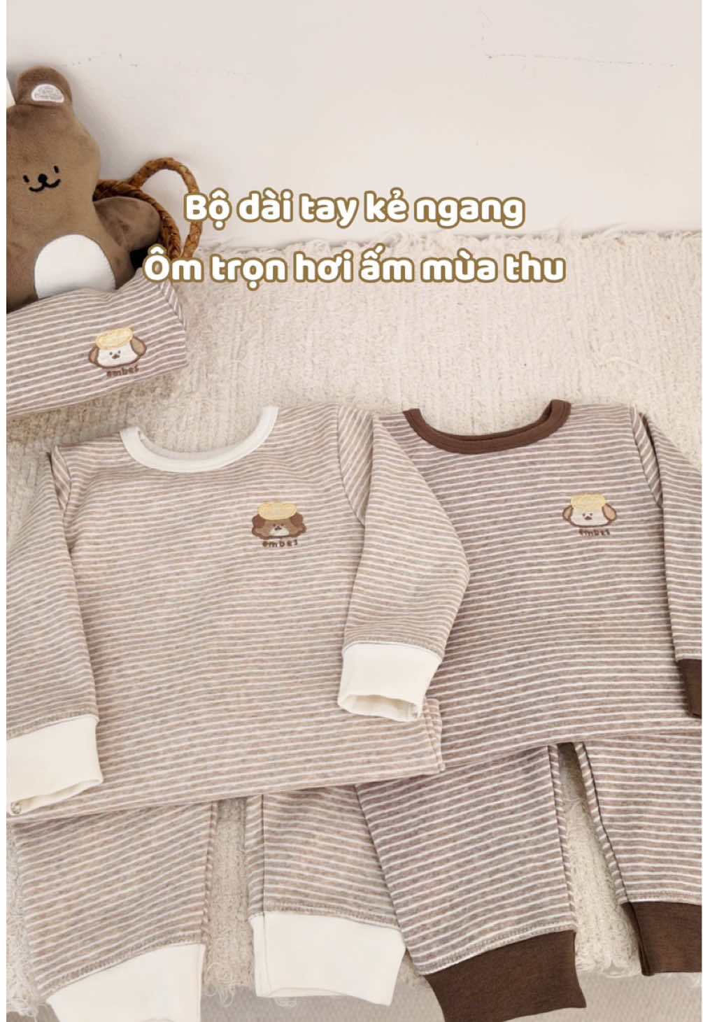 Bộ dài tay kẻ ngang, Ôm trọn hơi ấm mùa thu cho bé yêu✨ #Embes #embesvietnam #simplycomfortable 