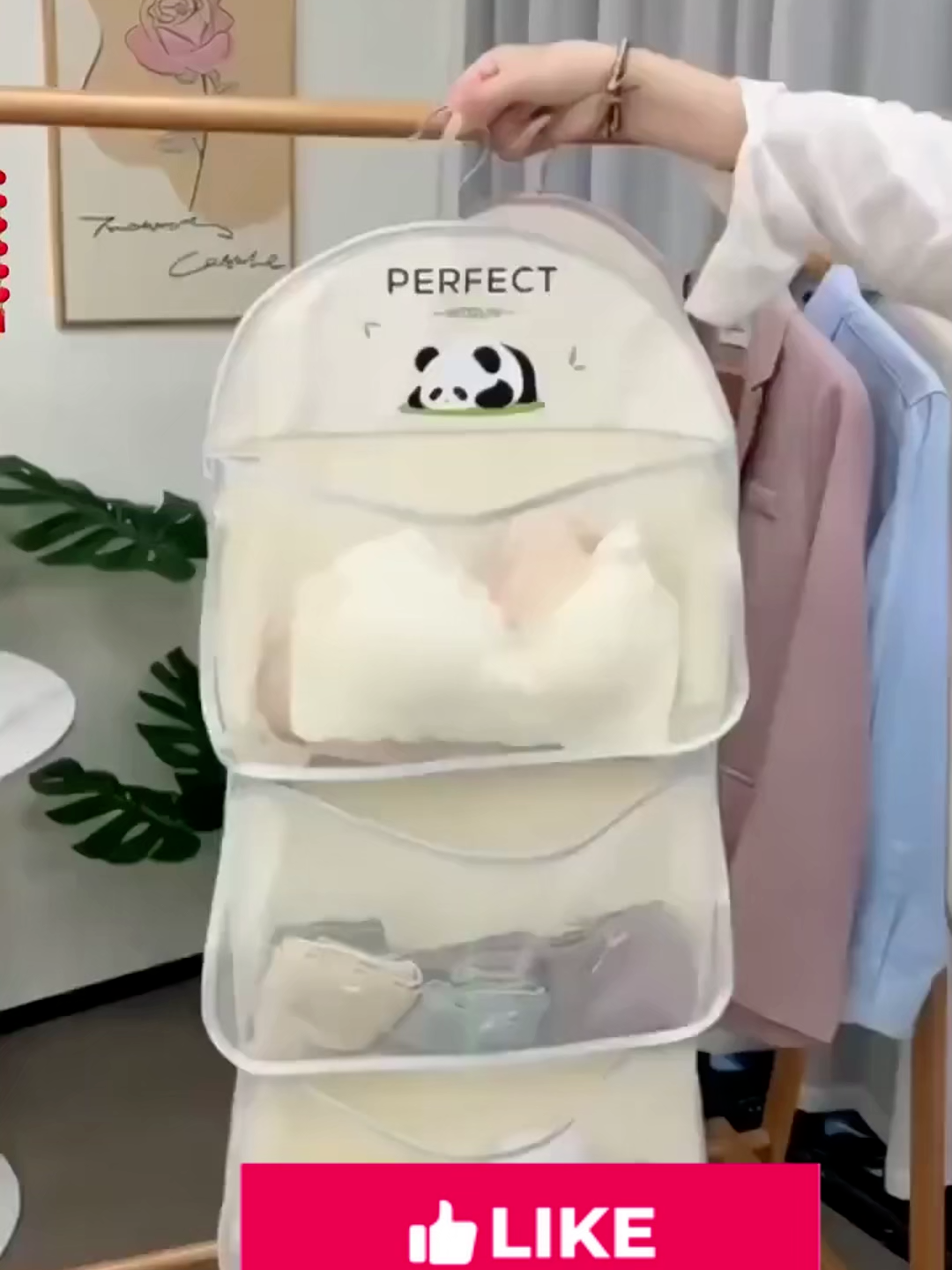 Túi Lưới Lưu Trữ, Dung Tích Lớn, 2  3 Lớp, Cho Đồ Lót Và Tất, Thoáng Khí, Túi Sắp Xếp Tủ Quần Áo, Có Móc Treo Quần Áo #xuhuong #vairal #reup #dogiadung