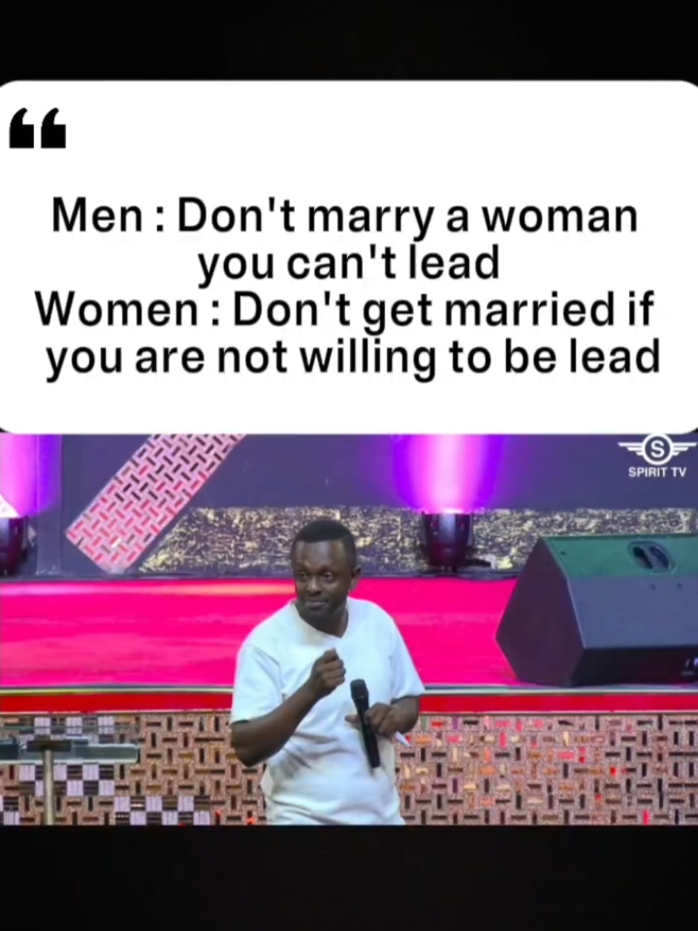 Men: Don't marry a woman you can't lead Women: Don't get married if you are not willing to be lead@Ambassador John CW (GCOP)  #Godlymarriages #Marriage #johncw #trjohncw #MentalHealth 