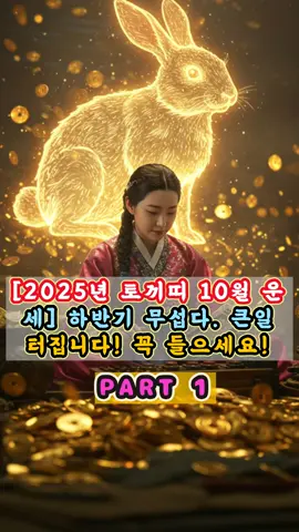 [2025년 토끼띠 10월 운세] 하반기 무섭다.. 큰일 터집니다! 꼭 들으세요! PART 1