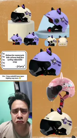 Helmet for motorcycle kids cartoon half face cycling adjustable strap#helmetforkids #kidshelmet #fyp 