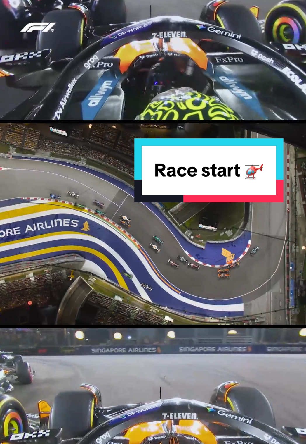 why is it so satisfying watching the race start like this 🤩🚁 #f1 #singaporegp #f1drivers #Motorsport 
