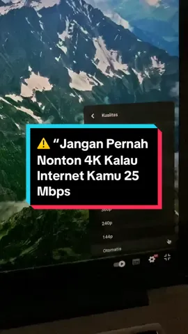 📺 Tau gak sih? Pas kamu nonton video 4K di YouTube, kecepatannya bisa nyedot sampai 18–30 Mbps! ⚡️ Jadi kalau kamu langganan cuma 25 Mbps, 🥺 jangan coba-coba buka 4K yaa~ Nanti bukan cuma videonya yang nge-lag, tapi satu rumah juga ikut lemot 😅🏠 📶 Bukan wifinya yang salah… tapi 4K-nya yang rakus banget! 🍽️ #WifiLemot #TeknisiWifi 🛠️ #EdukasiInternet #4KStreaming 🎥 #RTRWNet