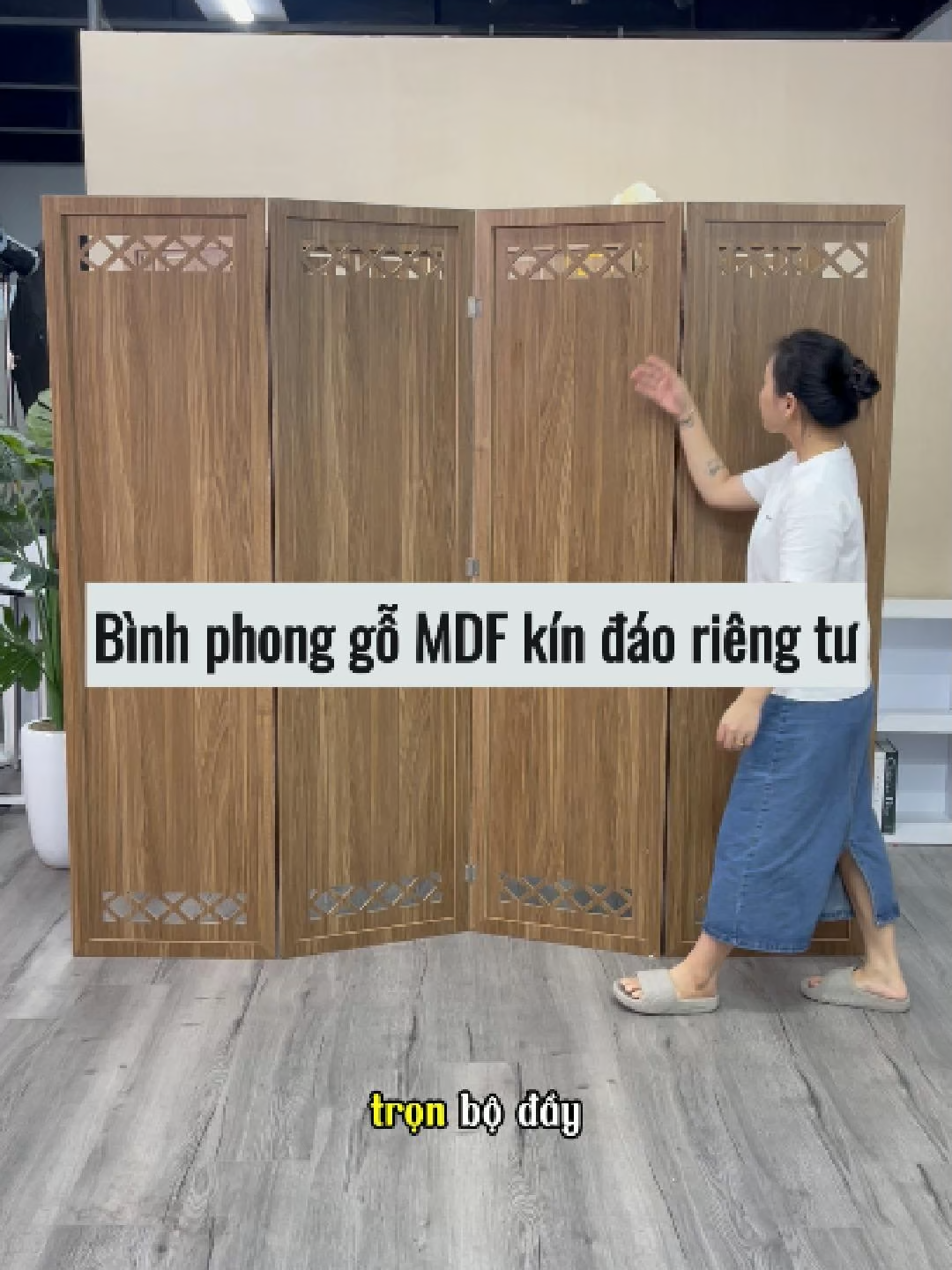 Bình Phong gỗ kín đáp chất liệu gỗ MDF, trọn bộ 4 tấm 1m8x2m có thể gấp gọn #noithat #noithatiga #decor #bìnhphong #vachngan #phongtho #spa #phongkhach