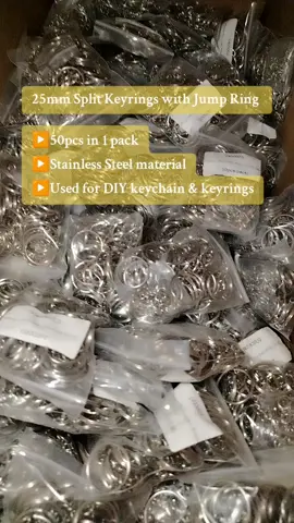 Perfect Split Keyrings for your DIY Keychain Projects. 25mm Split Keyrings with Jump Ring. 50pcs in 1 pack. Stainless steel material #keyring #keychain #cuyiquaff 