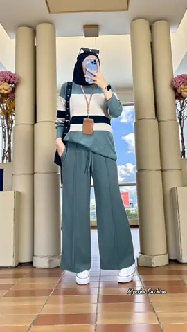 Set Vioni Blouse + Celana Cargo Cantik Muslim Santai Nyaman Bahan hayako knitt#vioni #setvioni #celanacargo #muslim #hayako 