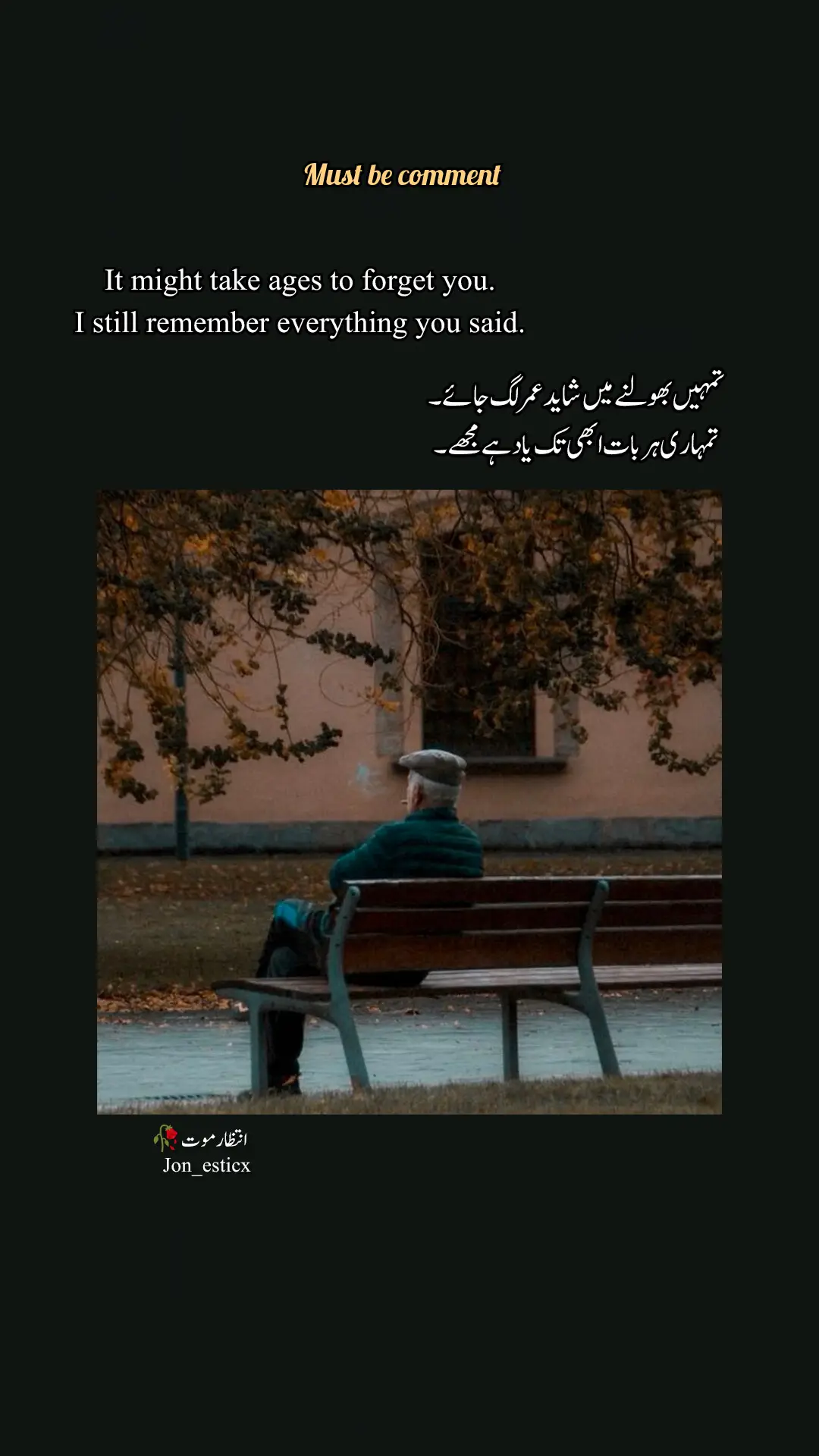 تمہیں بھولنے میں شاید عمر لگ جائے ۔ تمہاری ہر بات ابھی تک یاد ہے مجھے۔ #intzarmote🖤🥀 #poetrystatus #poetrylines #poetrylover #lovevibes__❤️ 