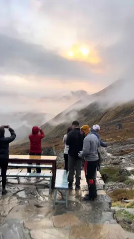 Mt Machhapuchhre, east side of Anapurna Base Camp, showing golden color during sunset