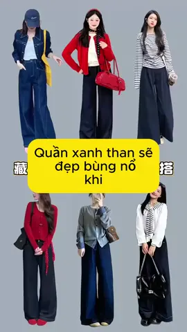 Quần xanh than sẽ đẹp bùng nổ khi... ❓#mặcđẹp #thờitrangnữ #vayxinh #phốiđồđẹp #làmđẹp 