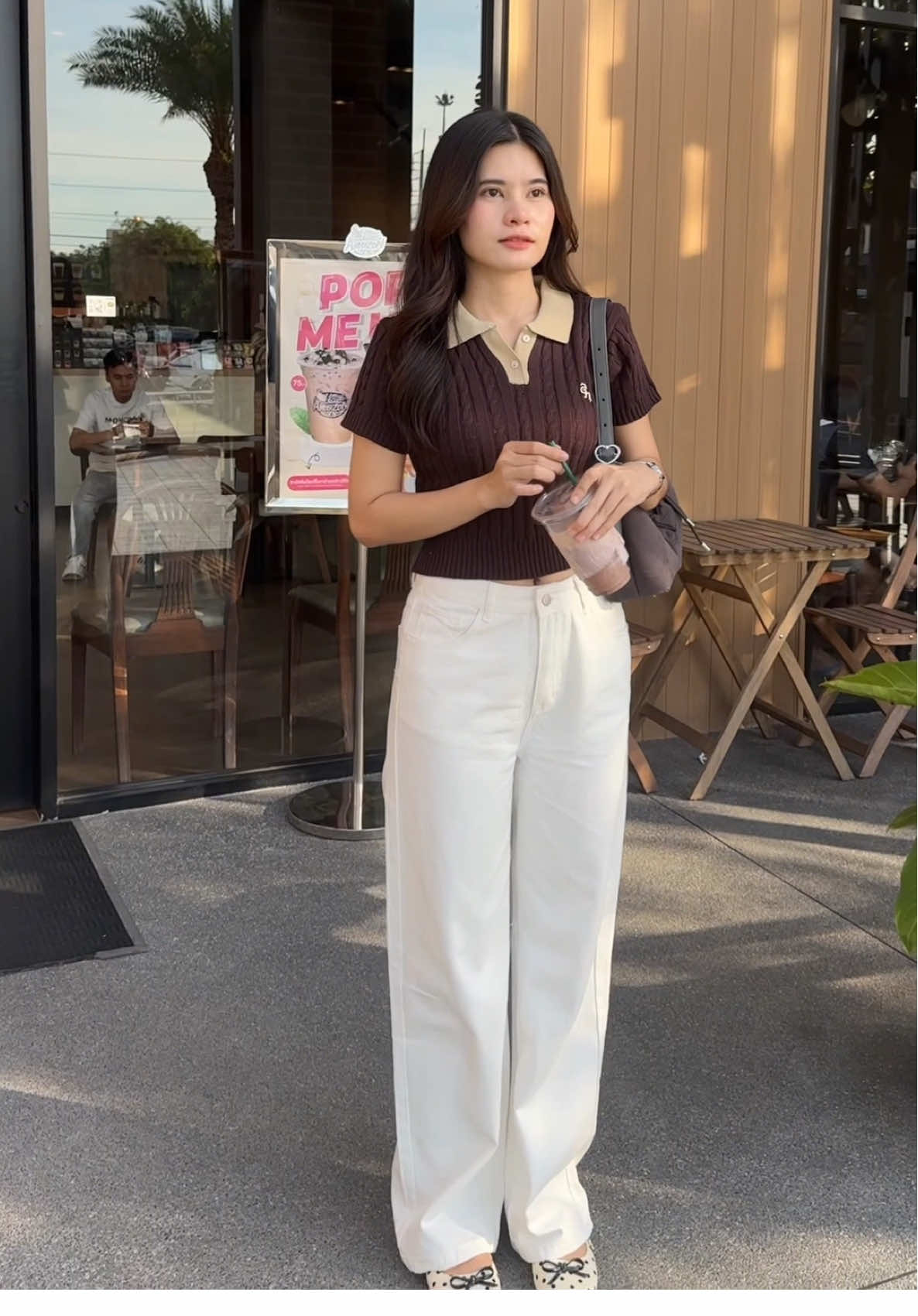 กางเกงยีนส์สีขาว 🤍🧺 #กางเกงทรงกระบอก #กางเกงยีนส์เอวสูง #กางเกงยีนส์สีขาว 