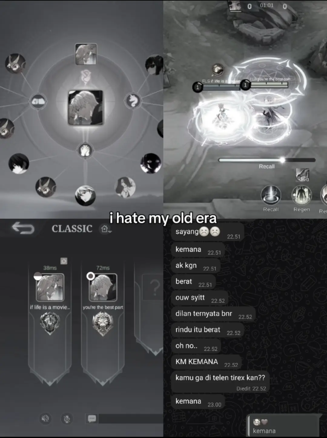 Aku cuman mau bilang aku beruntung banget bisa kenal sama kmu,kita pernah bahagia bersama,saling support, makasih sudah buat semuanya, makasih udah nemenin aku selama 7 bulan, makasih buat rasa sayang kmu ke aku, sekrng aku ngerti semua ada masanya,aku ngga nyesel pernah jadi bagian dari cerita kita, semoga kmu bahagia dijalanmu,dan aku juga buat belajar bahagia,see you cantikkku hidup lebih baik yaa :))) #ml #sadvibes🥀 #mlbb 