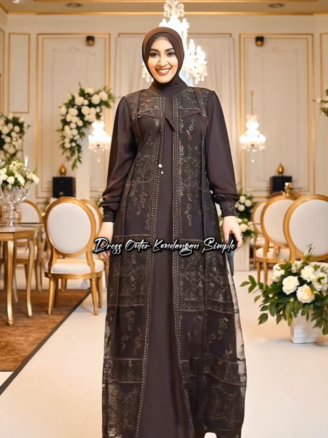 Davina Dress Bahan Ceruty Babydoll Mix Brukat Bling Bling Outer Kondangan Elegan Simple Terbaru untuk Penampilan Mewah Anda #gamisterbaru #gamiskondangan #gamispesta #gamismewah #gamiskekinian