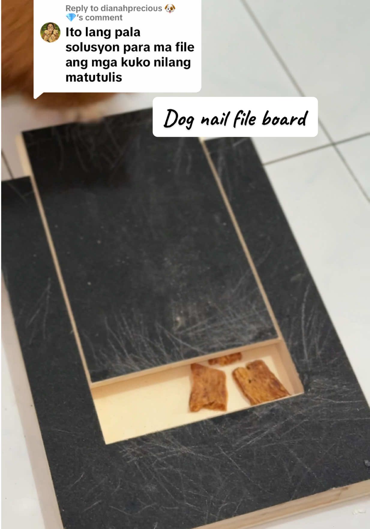 Replying to @dianahprecious 🐶 💎 may solusyon na para sa matutulis na kuko ng mga dogs natin. Mag eenjoy pa sila #nailfileboard #dognailfileboard #dognailfile #dogs #dognails 