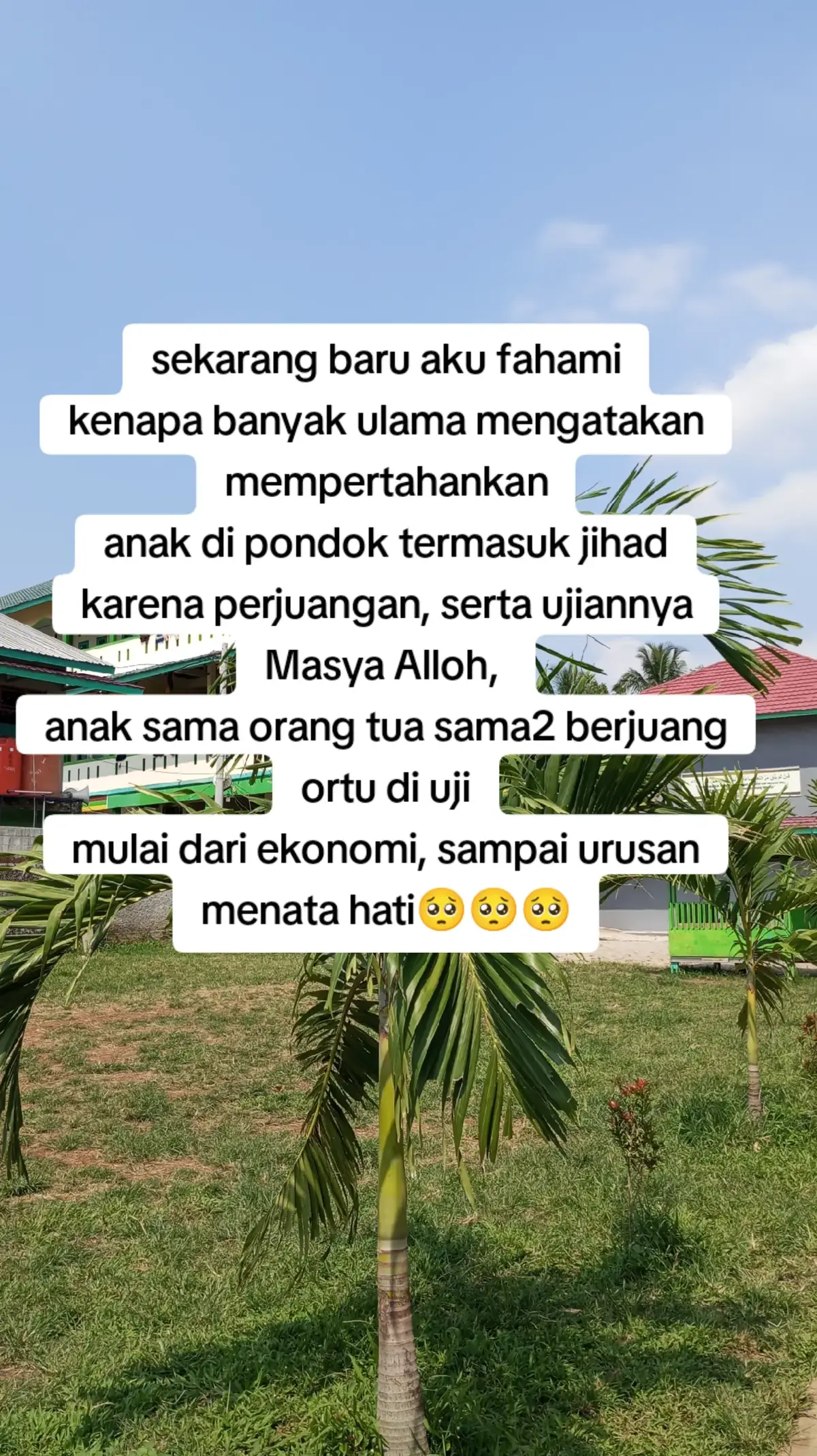 semua kita serahkan sama Allah.. semoga Allah beri kita sabar yg luas, hati yang lapang.. Aamiin 🤲🤲🤲🥺🥺💚💚 #pondokpesantren #mondokdipesantren #santripondok #fyppppppppppppppppppppppp 
