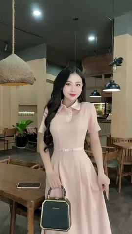 Tone màu mới siêu xinh, cổ đức phối viền bèo dáng A xoè dài #vaydep #vaythietke #vaydepmoingay #OOTD #Evii 