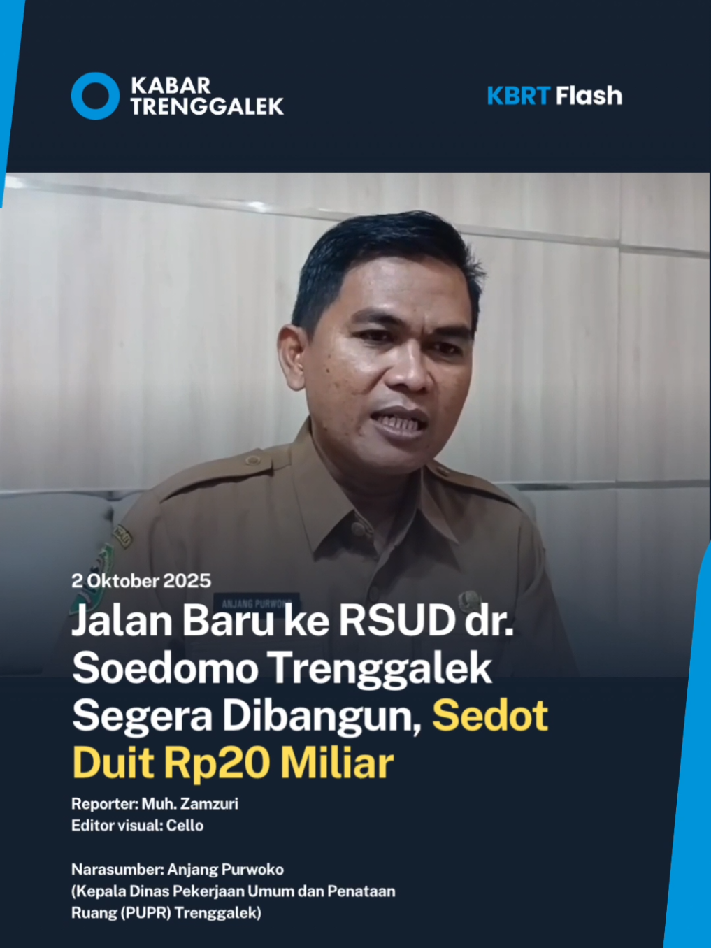 Jalan Baru ke RSUD dr. Soedomo Trenggalek Segera Dibangun, Sedot Duit Rp20 Miliar Pemerintah Kabupaten (Pemkab) Trenggalek tengah menyiapkan proyek pembangunan akses jalan baru yang menghubungkan Jalan Soekarno Hatta ke RSUD dr. Soedomo Trenggalek. Rute yang direncanakan dimulai dari simpang tiga Hotel Widowati ke arah barat, membelah area persawahan hingga tembus ke kawasan rumah sakit. Bila proyek ini terealisasi, titik simpang tersebut akan berubah menjadi simpang empat. Baca berita selengkapnya klik link di bio. #kabartrenggalek #kawanpembaca  #trenggalek