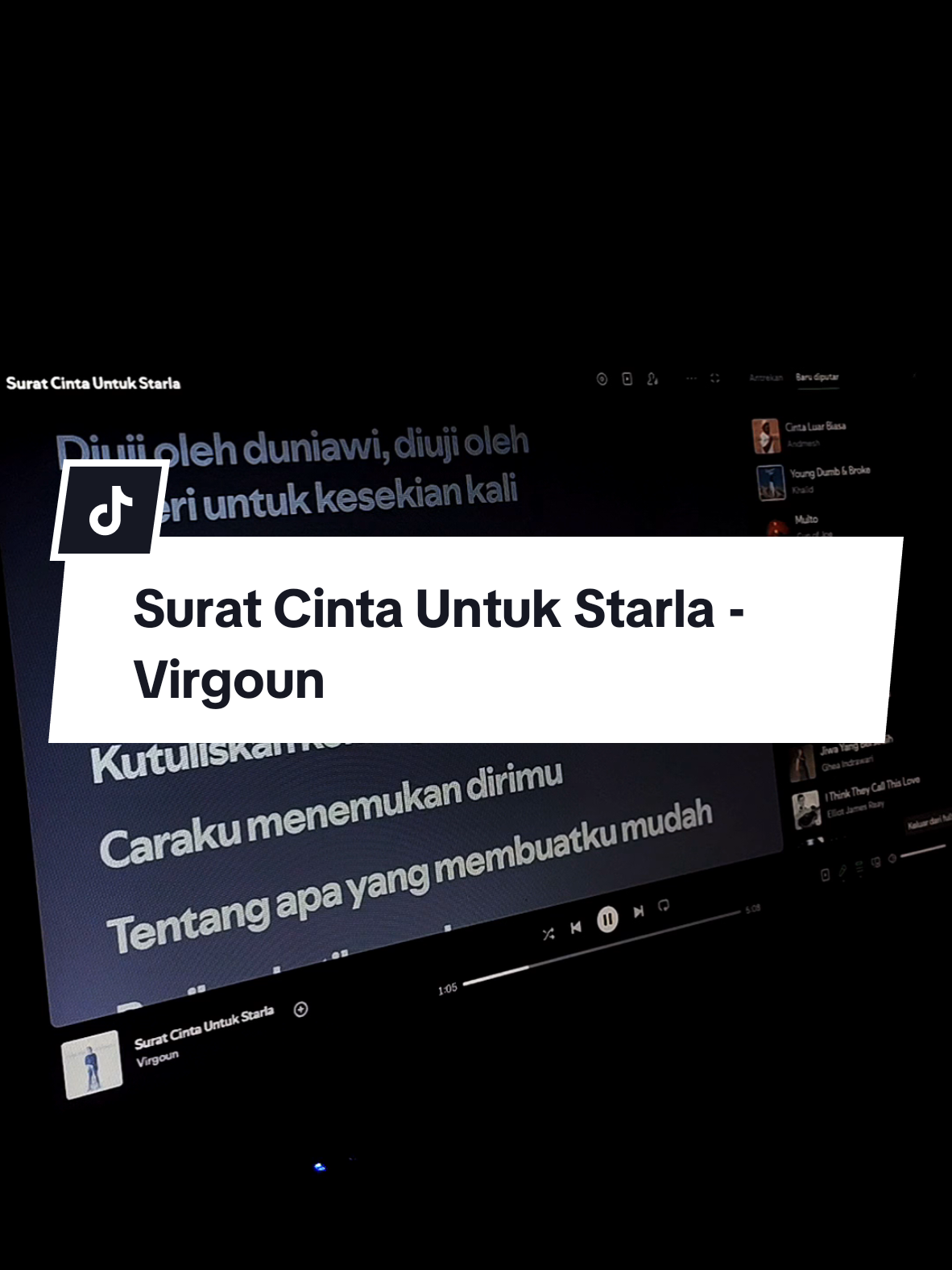 Surat Cinta Untuk Starla - Virgoun  #Liriklagu #Suratcintauntukstarla #Virgoun #Spotify 