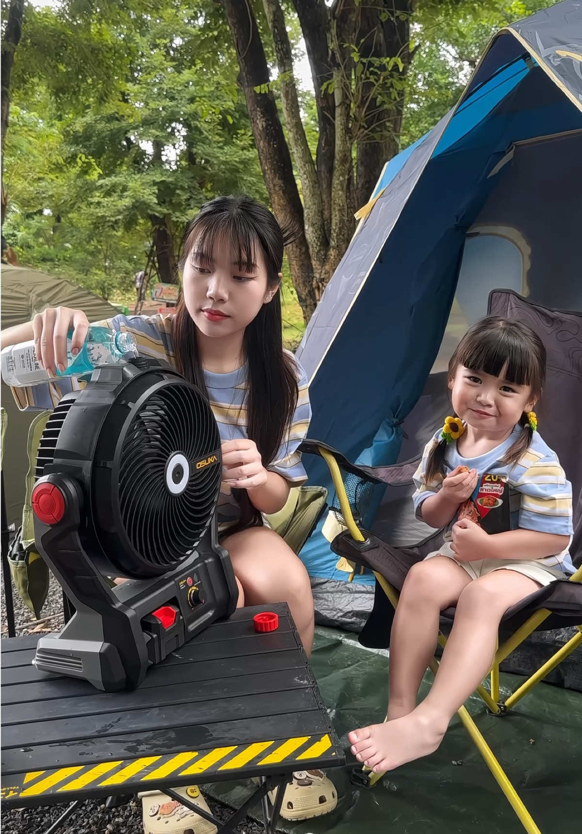 พาน้องเอวามาแคมป์ปิ้งครั้งแรกที่สระบุรี👧🏻🏕️ #พัดลมแคมป์ปิ้งosuka #พัดลมไร้สายosuka #พัดลมการเฟย #osuka #แคมป์ปิ้ง 