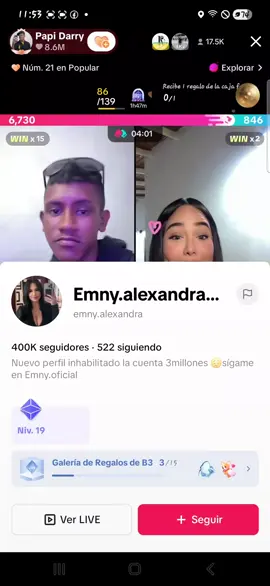 @Papi Darry live con @Emny.alexandra🤍 💋  Y Junto Con su 2 Chinazo Patrosinado Por sirryTv