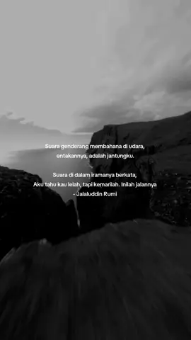 Drum sound rises on the air, its throb, my heart. A voice inside the beat says, I know you're tired, but come. This is the way - Jalaluddin Rumi #rumiquotes #meaningful #sufi #hope #buku
