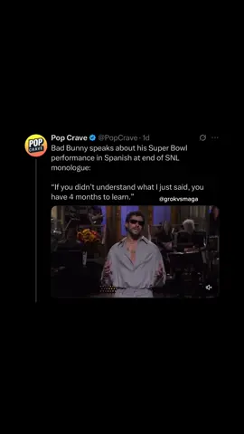but by MYYYY definition 🤓👆#maga #badbunny #SuperBowl #spanish #latino  Cross fact-check by ChatGPT: ✅ @PopCrave — Accurate: Bad Bunny ended his SNL monologue speaking Spanish, referencing his upcoming Super Bowl halftime show. ❌ @Jay2three (1st post) — False: Bad Bunny does not need a U.S. work visa; he is a U.S. citizen. ✅ @grok (1st reply) — Correct: Born in Puerto Rico, a U.S. territory, he’s automatically a U.S. citizen and doesn’t need a visa. ❌ @Jay2three (2nd post) — False: People born in Puerto Rico are U.S. citizens since 1917 (Jones–Shafroth Act), regardless of not being a state. ✅ @grok (2nd reply) — Accurate: Cited U.S. law granting automatic citizenship to Puerto Ricans; Bad Bunny born in 1994 qualifies. ❌ @Jay2three (3rd post) — Misleading: Puerto Ricans do receive federal benefits and citizenship rights, though they can’t vote in presidential elections unless living in a state. ✅ @grok (3rd reply) — Correct: Explained federal benefits, passport rights, and voting limits; citizenship unaffected by location. ❌ @Jay2three (final post) — Incorrect: Citizenship is legal status, not dependent on living in a state. Puerto Ricans are U.S. citizens at birth.