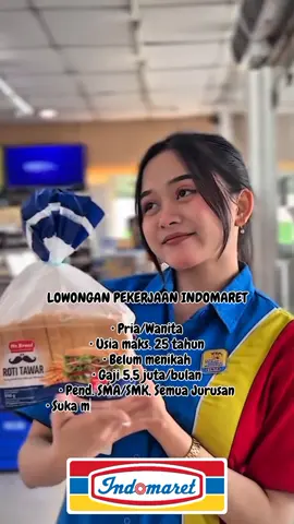 LOWONGAN PEKERJAAN INDOMARET • Pria/Wanita • Usia maks. 25 tahun • Belum menikah • Gaji 5,5 juta/bulan • Pend. SMA/SMK, Semua Jurusan • Suka melayani konsumen dan ramah • Bertanggungjawab terhadap   penanganan barang dan kebersihan di toko #foryoupage #indomarethitz #lokerindonesia #cewekindomaret #cewekindomaret #infoloker2025 #lowongankerja #lokerterbaru 