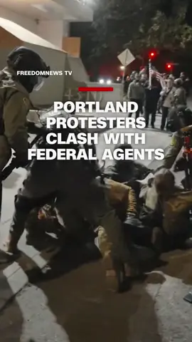 In a video filmed on Sunday evening, protesters can be seen clashing with federal agents outside Portland's ICE detention facility. This comes as a federal judge blocked President Trump from sending the National Guard to Oregon. #CNN #news