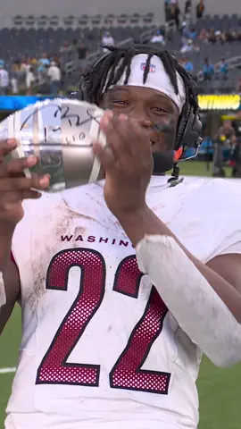7th round pick Jacory Croskey-Merritt was named @TomBrady's #LFG Player of the Game in the @Washington Commanders win in LA! Presented by @Verizon 