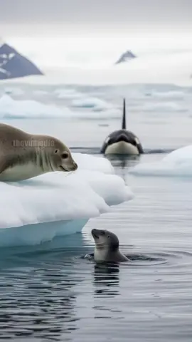 Orca Saves Seal Cub From Drifting Away! #animals #rescue #wildlife 
