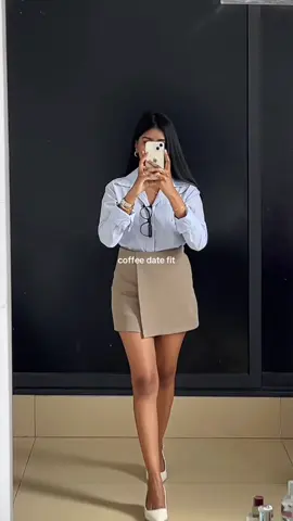 Prolly my fav skirt rn 🤭🤎 #coffeedateoutfit #datefit #whiteheels #pointyheels #fitcheck 