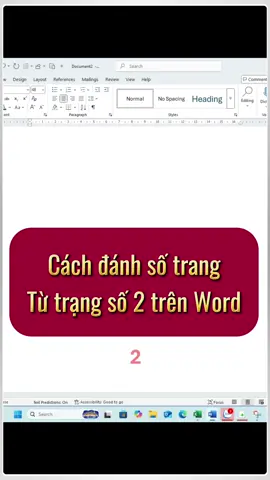 Cách đánh số trang từ trang số 2 không dính trang bìa trên Word #Phimtathayexcel #phimtattinhoc #phimtatexcel #meotinhoc #cachdanhsotrang