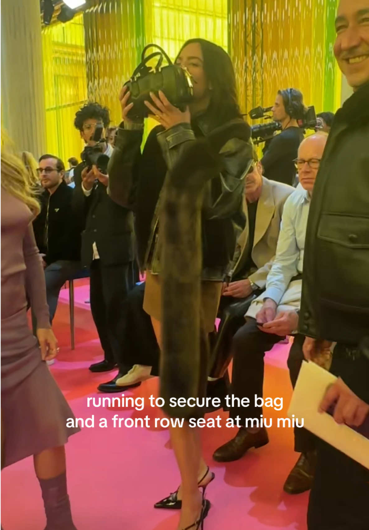 #AlexaChung said “hold my purse!” at #MiuMiu’s #ParisFashionWeek show.