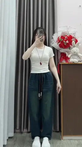 Quần Jean Nữ Baggy Cạp Lưng Chun #quanjean #quanjeannu #quanjeanbaggy #thoitrangnu #phoidoxinh 