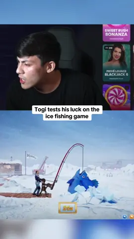 Togi tests his luck on the ice fishing game #kickstreaming 
