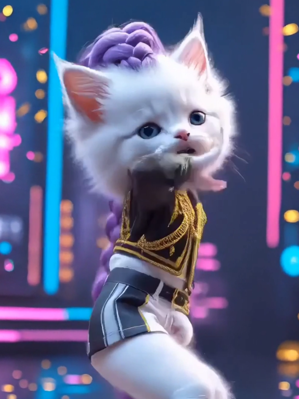She’s 99% cat, 1% human teeth🦷🦷🦷🤣 #catdance #golden #kpop #funnycat #catsoftiktok 