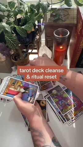 seasonal tarot ritual 🌿 cleansing, reordering and reshuffling my tarot deck to release old energy, practice non-attachment and start fresh ✨ #tarotdeck #tarotreader #tarotritual #witchtok #spiritualtiktok